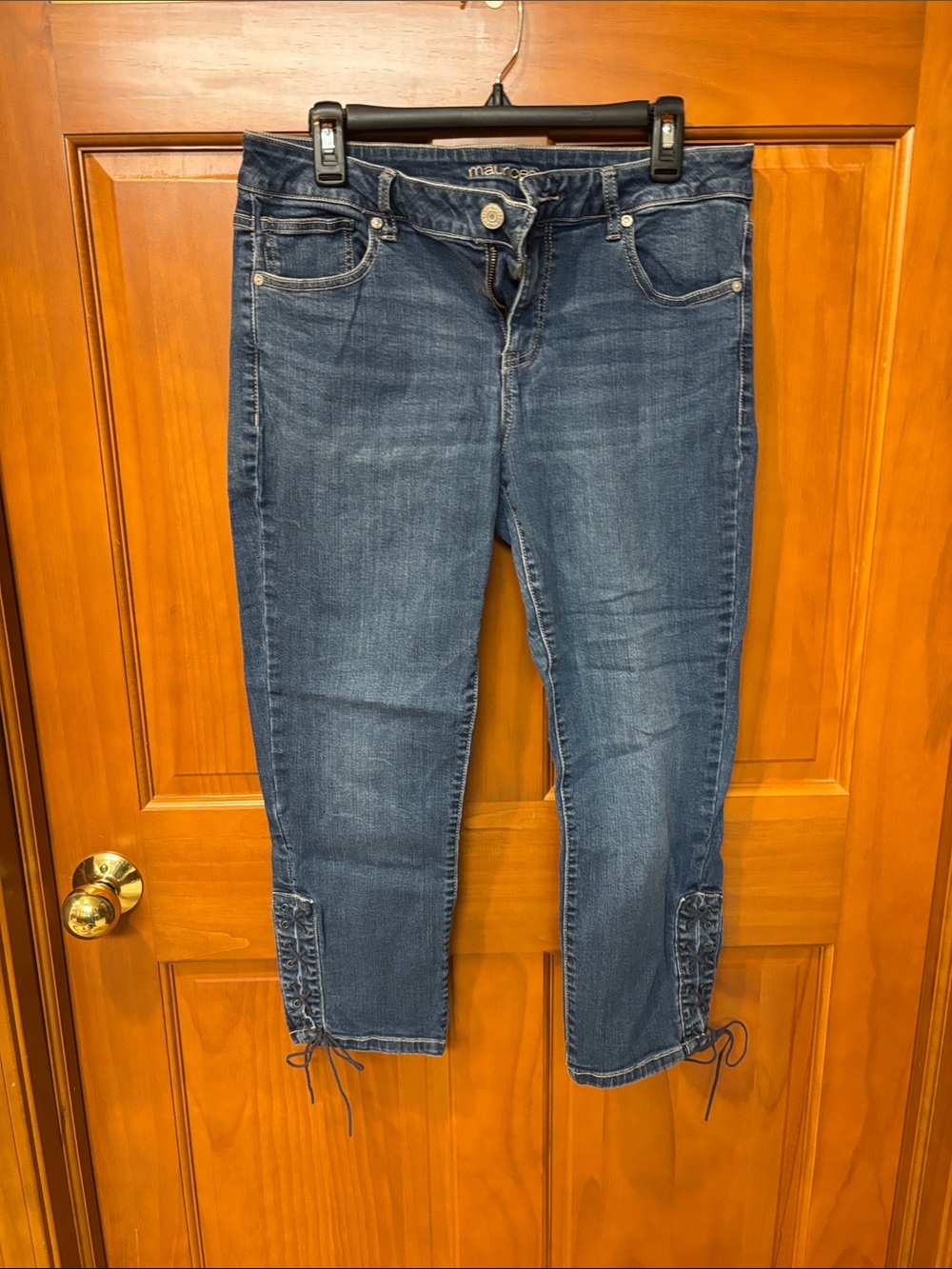 Maurices Dark Blue Cropped Jeans with Drawstring Cuff